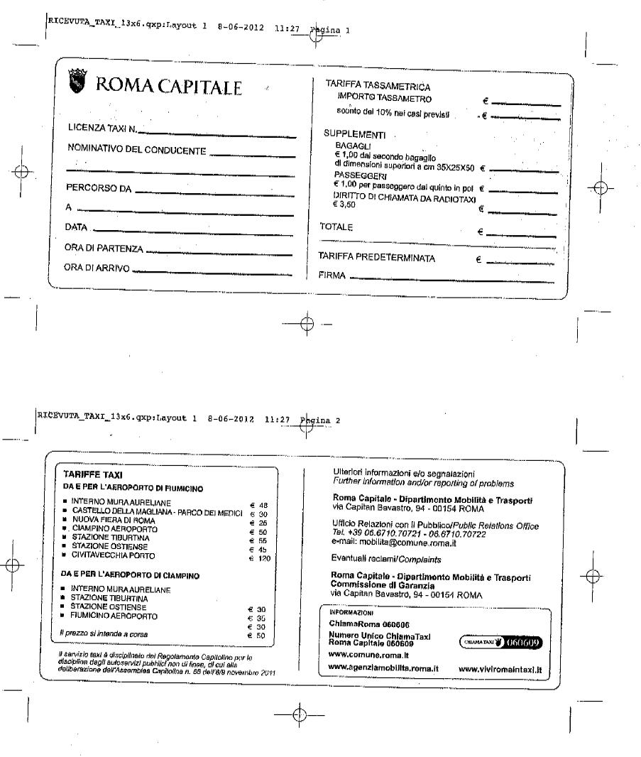 NUOVA RICEVUTA TAXI OBBLIGATORIA... Su FEDERTAXI C.I.S.A.L